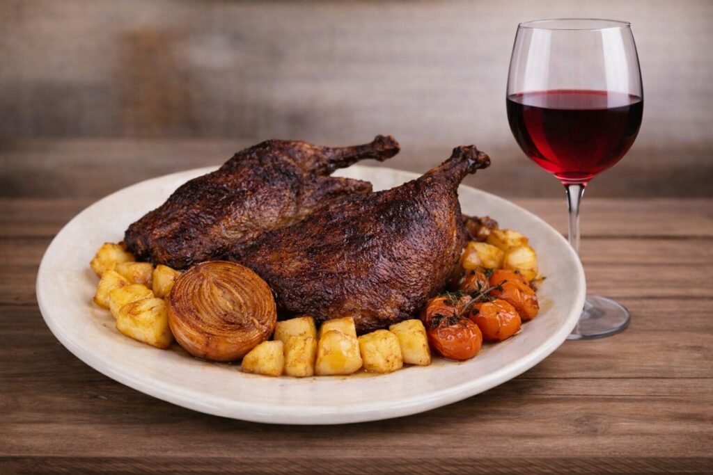 cabrito assado com vinho tinto