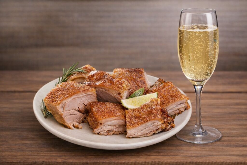 leitao com espumante