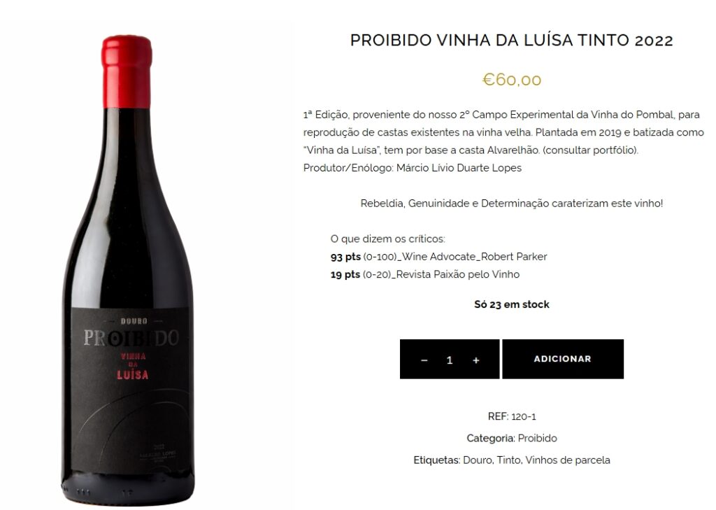 proibido vinha da luisa