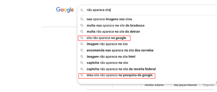 site nao aparece