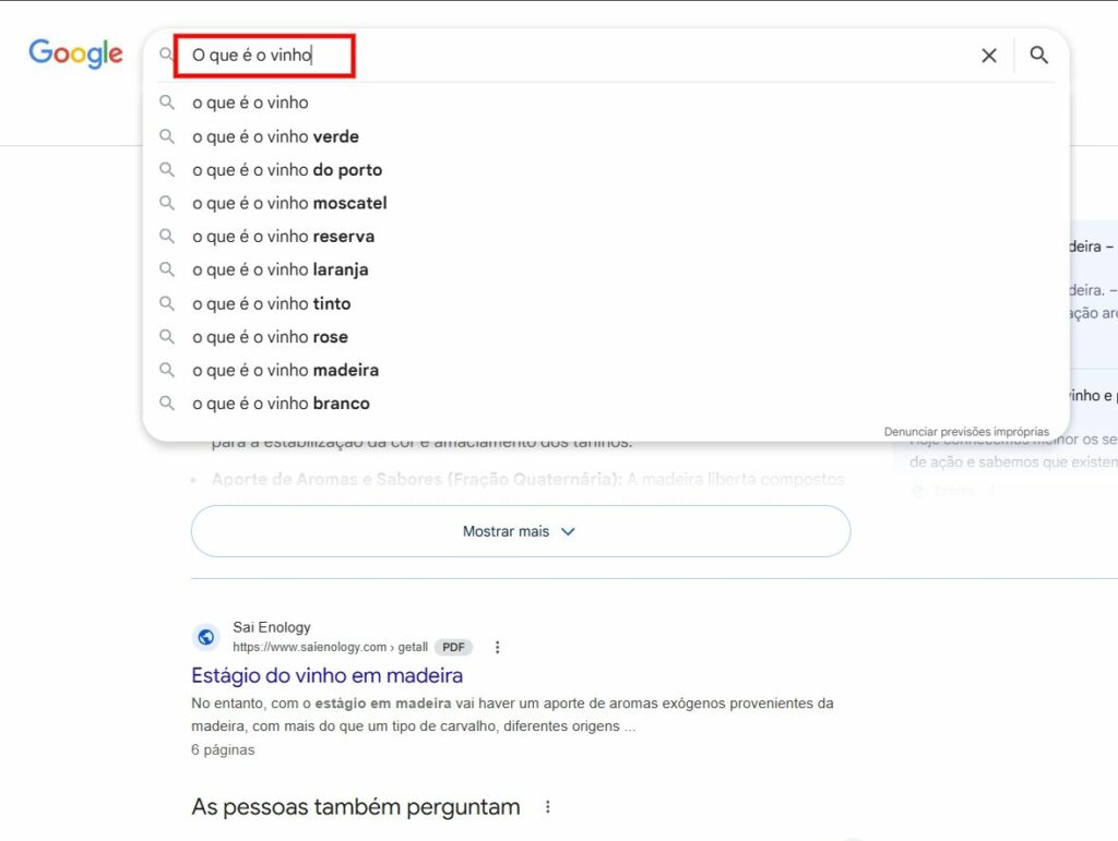 o que e vinho google
