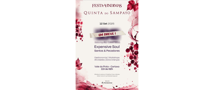 A Festa das Vindimas Quinta do Sampayo 2026 acontece a 12 de setembro no Cartaxo