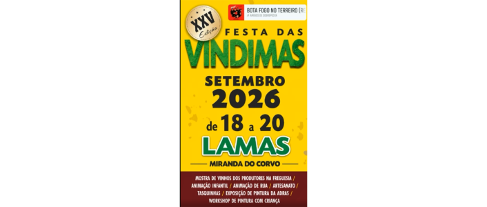 Viva a tradição do vinho na Festa das Vindimas de Lamas 2026, de 18 a 20 de setembro