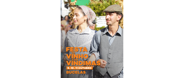 Visite a Festa do Vinho Bucelas entre 9 e 11 de outubro de 2026. Descubra provas comentadas gratuitas, a casta Arinto e o grande desfile etnográfico.