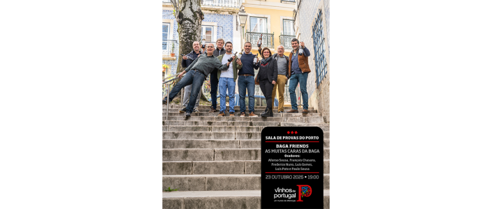 Guia do evento Baga Friends no Porto 2026 a 23 de outubro. Prova de vinhos da Bairrada na ViniPortugal, programa, produtores e dicas para visitantes.
