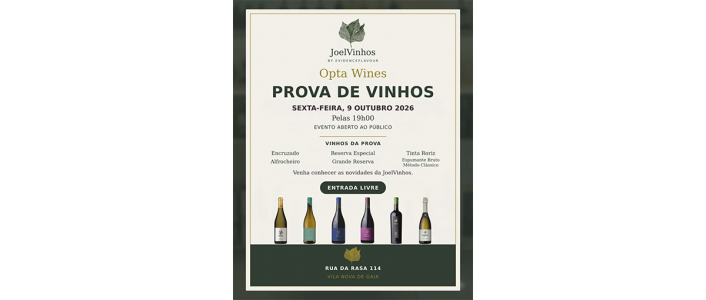 Participe na prova de vinhos da Opta Wines a 9 de outubro na JL Vinhos em Vila Nova de Gaia. Descubra os rótulos do Dão com entrada livre. Venha provar!